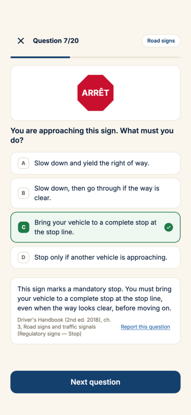 A practice question, marked and explained